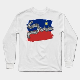 Philippine Flag Tribal line Art / Baybayin word NGA Long Sleeve T-Shirt